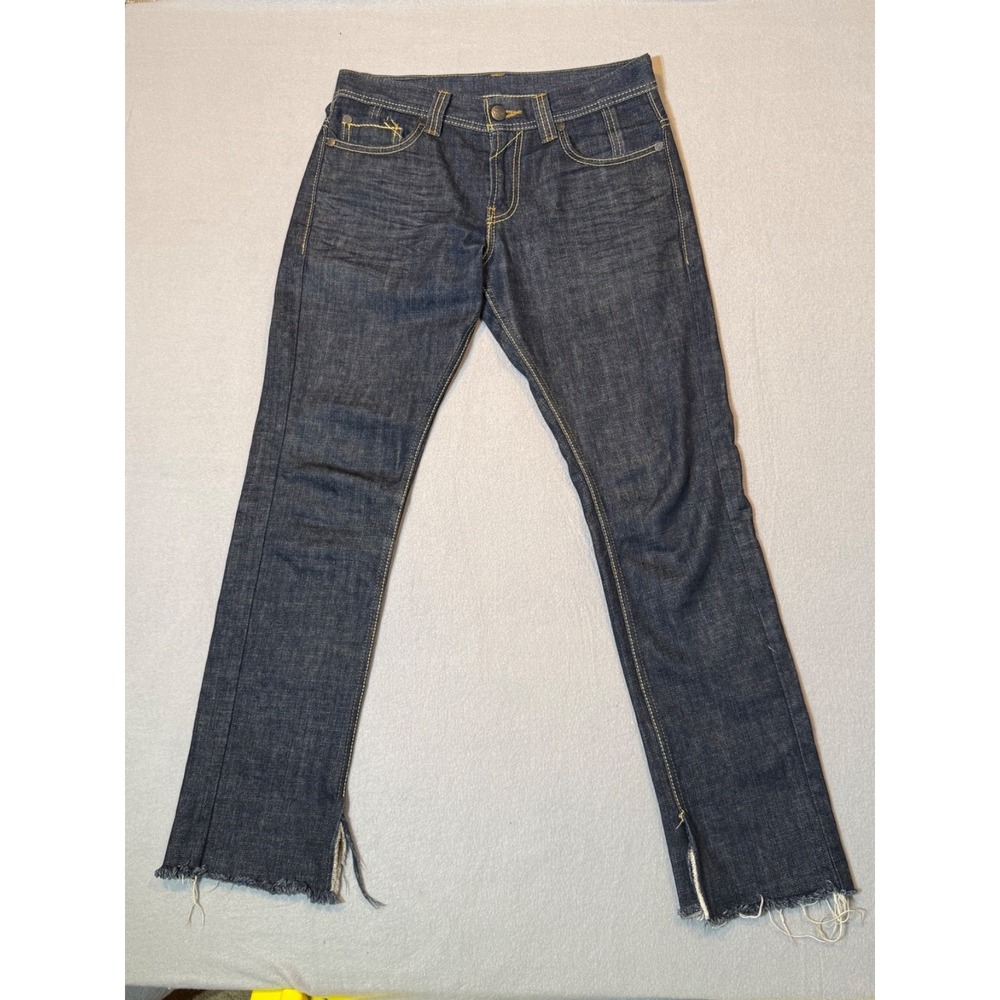 Levi's 511 Slim Jeans Mens 30x30 Dark Indigo Raw Hem Distressed Y2K Grunge